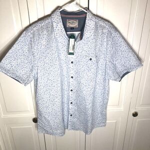 Flag & Anthem Vintage Floral Shirt Light Blue White Short Sleeve L NWT Stitchfix